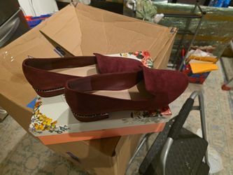 Burgundy Suede Pointed-Toe Flats