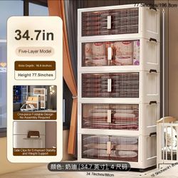 Plastic Storage Bins with Lids Stackable Closet Organizers Collapsible Transparent Visual Organization Storage Cabinet