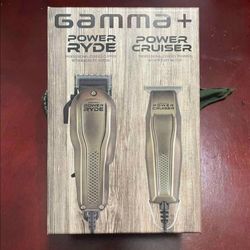 Gamma+ Power Cruiser Corded Trimmer (HCGPTCTS) + Power Ryde Corded Clipper (HCGPCRCS) Combo Set Barber