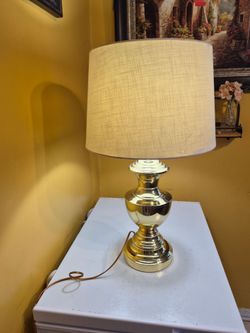 Brass Table Lamp with Drum Shade