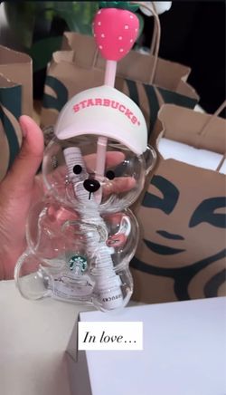 Hello Kitty Barista Bear glass cup