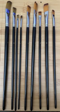 Long Handle Paintbrushes - Set of 9