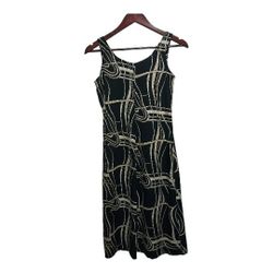 Sleeveless black & gold dress.  Size small