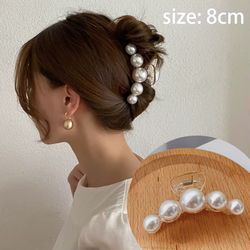 1pc Women's white Double-Sided Faux Pearl Acrylic Hairclips