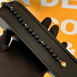 Jewelry Vintage 14k yellow gold fancy onyx bracelet 7.50" 8.20mm width