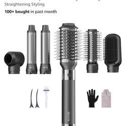 Hair Dryer Brush 6 in 1 Professional Hot Air Styler, 110,000 RPM High-Speed Negative Ionic Hair Dryer, Auto Wrap Curler Frizz-Free Blow Dryer Brush fo