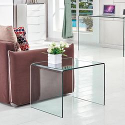 125  Taikonaut Tempered Trasparent Glass End Table Small Sofa Table