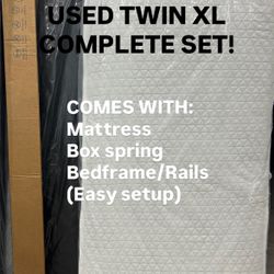 BRAND NEW TWIN XL mattress set NEVER BEEN USED ( Mattress, Boxspring, Rails)