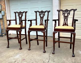 3 bancos estilo chippindale 32" de puso a asiento 100% madera