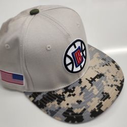Beige Camo LA Clippers NBA Military Snapback Hat American Flag