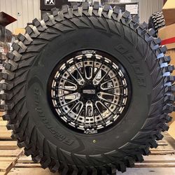 ON-SALE METAL FX 15” Beadlock wheels & 35x10-15 OBOR Rocscraper tires for 4 Lug SXS UTV  (We Finance)