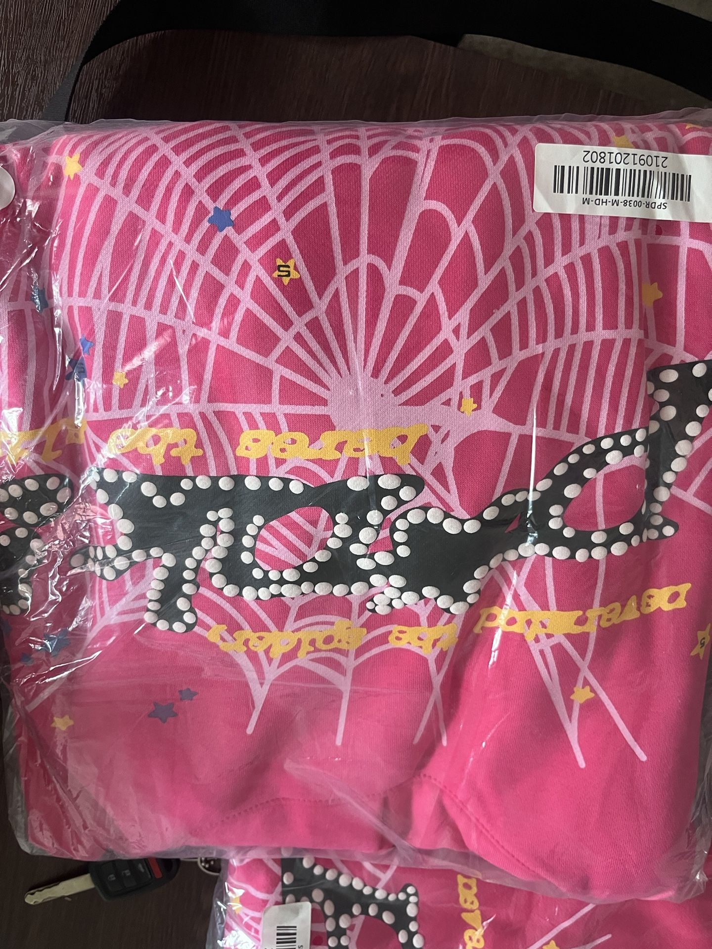 Pink Sp5der Hoodie New Size M