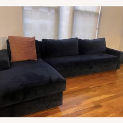 Apt2B   Navy Blue Sectional Sofa with Chaise