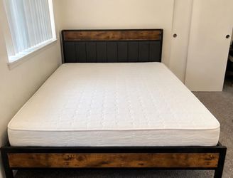 Queen Size Bed Frame with Mattress – Good Condition