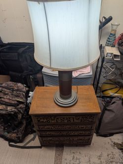 Traditional Wood-Tone Column Table Lamp - White Shade