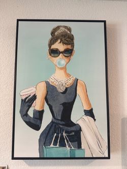 Framed Audrey Hepburn Inspired Wall Art – Modern Glam Decor