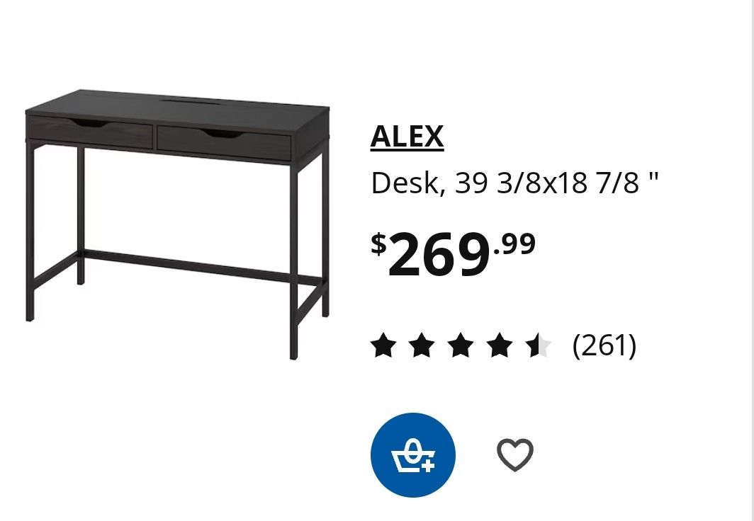 Ikea Alex Desk - Brown Black