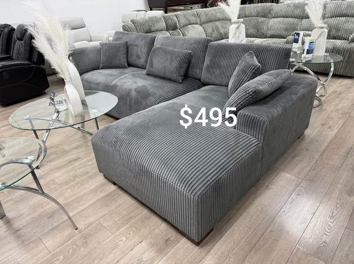 Beautiful XL Corduroy Sectional Sofa Set