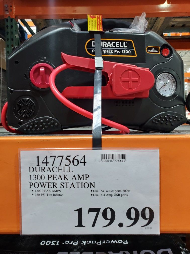 Duracell Powerpack Pro 1300 Portable Jump Starter, Air Compressor and Power Inverter