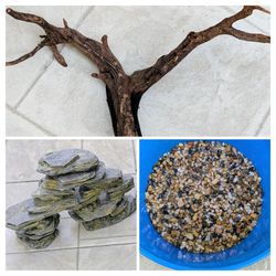 Fish Gravel/Stack Stone/Driftwood 