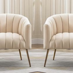 New Set of 2 Accent chair modern comfortable velvet upholstered chairs, luxury single armchair for living room, waiting room, office and vanity table 