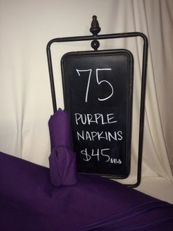 75 Purple cloth napkins used once at a wedding