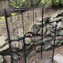 Black Wire Retail Display Rack – Modular Grid Panel Stand w/ Baskets & Hooks