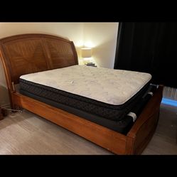 Used (1yr Old) California king mattress & bedframe
