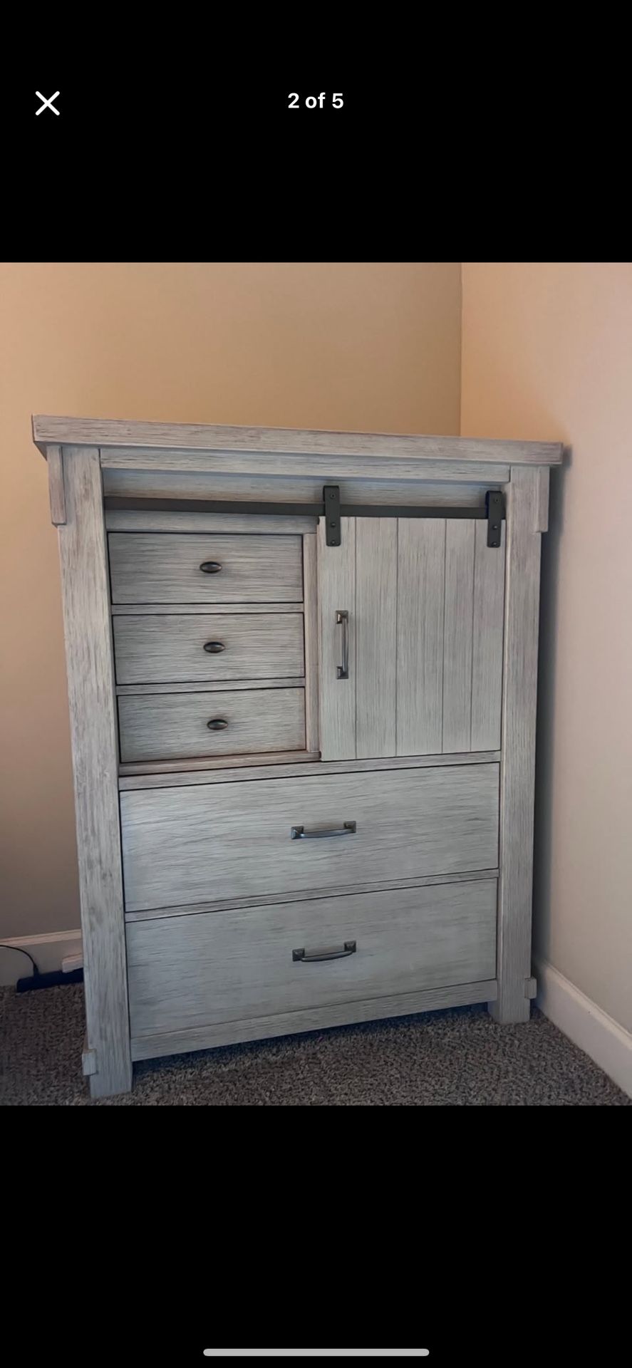 Brashland 5 Drawer Chest of Drawers with Sliding Door