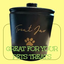 Top Paw Black Paw Ceramic Print “Treat Jar"” w/Ceramic Suction Lid