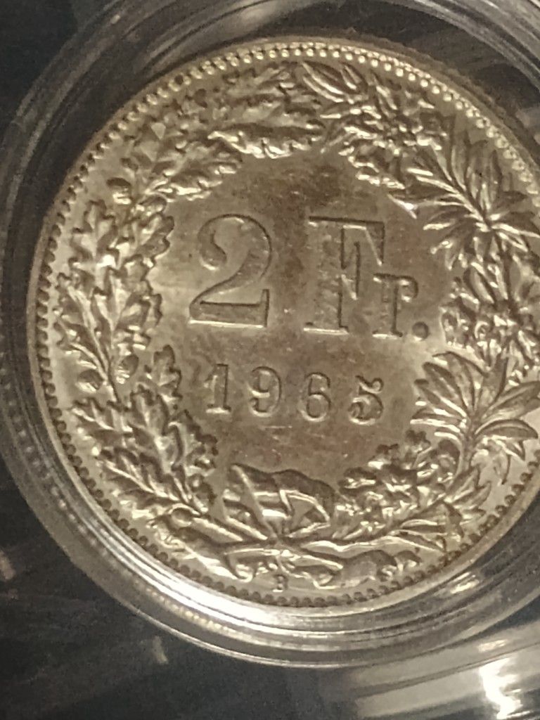 1965b Silver 2 Franc.