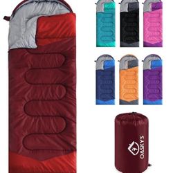 oaskys Camping Sleeping Bag - 3 Season Warm & Cool Weather - Summer Spring Fall Lightweight Waterproof for Adults Kids - Camping Gear Equipment, Trave