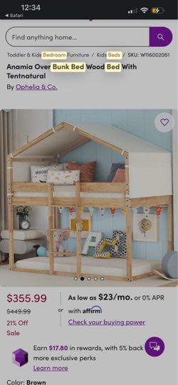 Ophelia & Co. Anamia Wood Bunk Bed with Tent