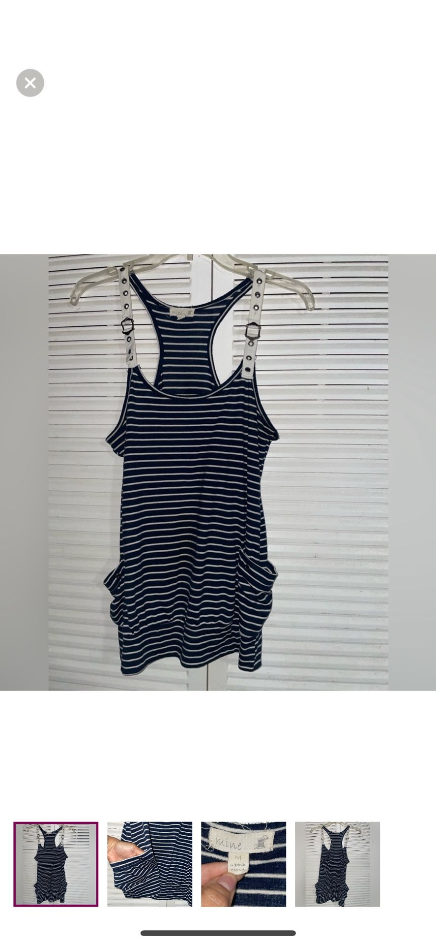 Mine Striped Blue White Tank Top Size Medium Women’s