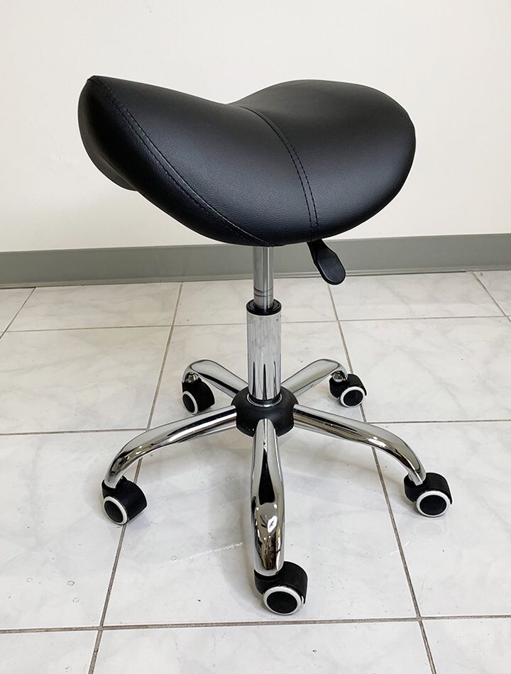 $25 NEW Saddle Stool Salon Spa Medical Swivel Hydraulic Seat Chair Rolling Wheels, Black Color