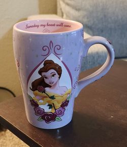 Disney Belle Beauty & the Beast 3D Ceramic Mug Monogram Someday My Beast Will Come