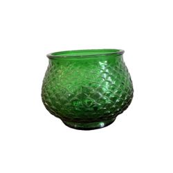E.O. Brody Vase Bowl Dish Planter Green Glass Fish Scale Textured Vintage MCM