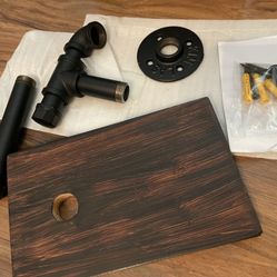 New!!Industrial Toilet Paper Holder/wood Shelf/bathroom 