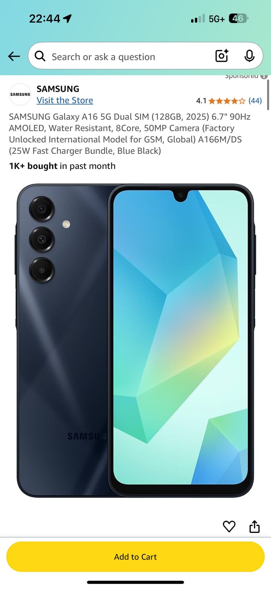NEW SAMSUNG GALAXY A16 5G 128 GB BLUE BLACK