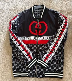 Gucci Black GG Monogram Zip-Up Bomber Jacket – Men’s – Used
