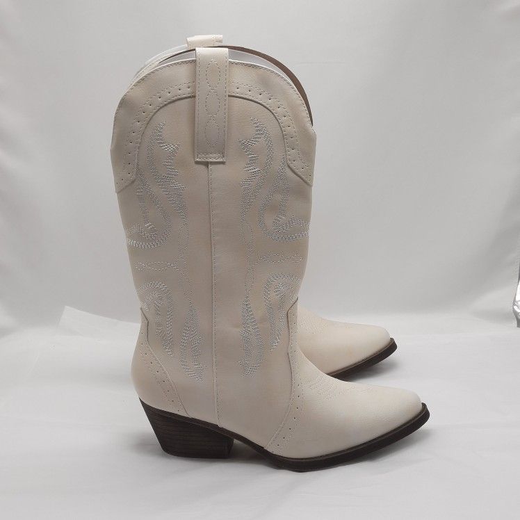 Sugar Tammy Western Boots Womens  Size 8M Ivory Pull On Heeled 