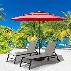 3 Tier Patio Umbrella 10ft Vented Outdoor Large Market Table Umbrella with 8 Sturdy Ribs and 1.5" Umbrellla Pole, Double-layer Cloth & Push-