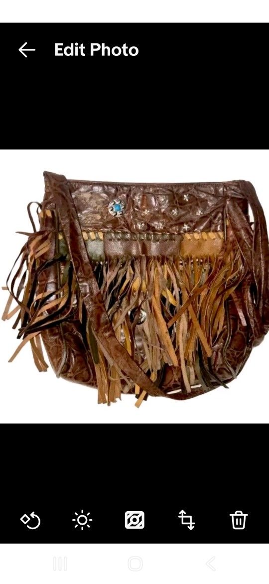 Fringe Handbag Tassel Crossbody Vegan Western Leather Faux Brown Agate Shoulder