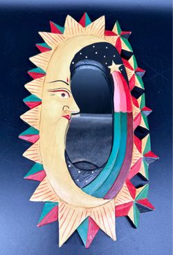Vintage Celestial Sun Stars Accent Wall Mirror