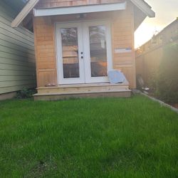 Custom 10x12 Shed – Wired for Power, Storage Loft, Painted, and Double French Doors