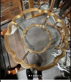 Solid Brass And Glass Regency Coffee Table 