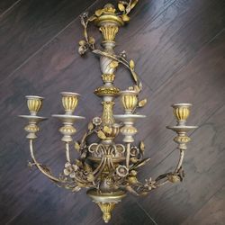 Vintage  Metal And Wood Wall Candleholder 
