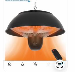 Brand New Infrared Hanging Electric Patio Heater W/Remote, Ceiling Mounted, 1500W, Indoor/Outdoor, IPX4 Water-Resistant, 360° Heat, 3-Second Warm-Up