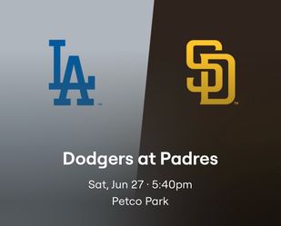 Padres Vs Dodgers- Sat 6/27- 2 Tickets!!