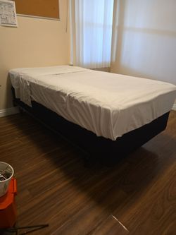 Twin bed with box and frame